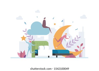 Dreaming Achievement Vector Illustration Concept Showing people dreaming to achieve success 