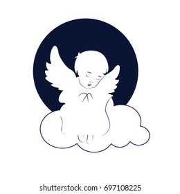 Dreaming angel. Concept idea. Christmas time. Good night .Vector illustration. EPS 8