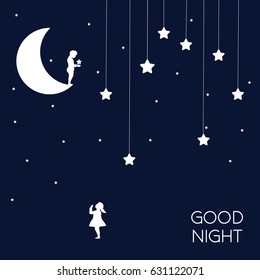 Dreaming baby. Concept idea. Good night .vector illustration.EPS 8