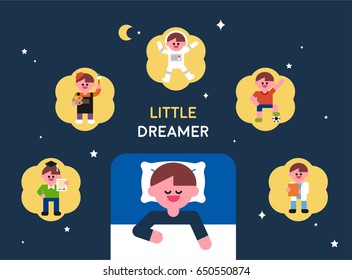 Dreaming boy character vector illustration flat design