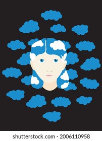 dreaming child in clouds surreal illustration daydreamer hsp highly sensitive person surrealism sleep dreamsubconscious mind creativity deep sleep imagination astral projection meditation creativity