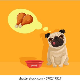 Dreaming dog. Vector flat illustration