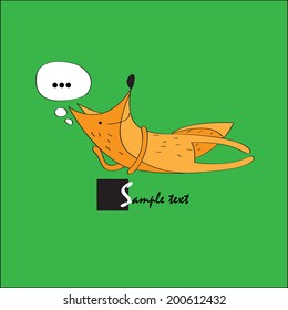 Dreaming Fox on a green background with a sample text