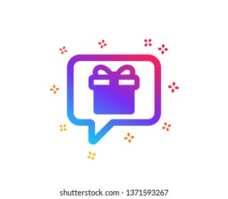 Dreaming of Gift icon. Present box sign. Birthday Shopping symbol. Package in Gift Wrap. Dynamic shapes. Gradient design wish list icon. Classic style. Vector