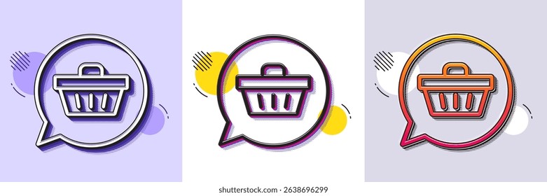 Dreaming of Gift line icon. Halftone dotted pattern. Gradient icon with grain shadow. Present box sign. Birthday Shopping symbol. Package in Gift Wrap. Line shopping cart icon. Various designs. Vector