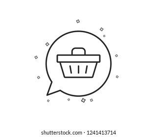 Dreaming of Gift line icon. Present box sign. Birthday Shopping symbol. Package in Gift Wrap. Geometric shapes. Random cross elements. Linear Shopping cart icon design. Vector