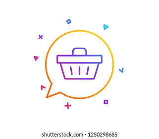 Dreaming of Gift line icon. Present box sign. Birthday Shopping symbol. Package in Gift Wrap. Gradient line button. Shopping cart icon design. Colorful geometric shapes. Vector