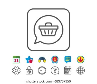 Dreaming of Gift line icon. Present box sign. Birthday Shopping symbol. Package in Gift Wrap. Calendar, Globe and Chat line signs. Binoculars, Award and Download icons. Editable stroke. Vector