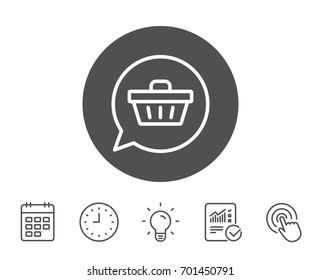 Dreaming of Gift line icon. Present box sign. Birthday Shopping symbol. Package in Gift Wrap. Report, Clock and Calendar line signs. Light bulb and Click icons. Editable stroke. Vector