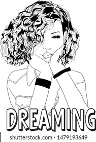 dreaming girl illustration vector graphic