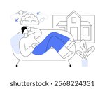 Dreaming isolated cartoon vector illustrations. Young man thinking and dreaming, home routine, relaxing and recharging time, imagination mood, leisure day, inspirational idea vector cartoon.