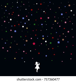 Dreaming kid concept idea. Kid Who Dream in colorful.  Vector illustration. EPS 8