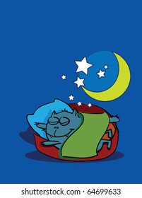dreaming kitten, abstract vector art illustration