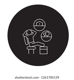 Dreaming man black vector concept icon. Dreaming man flat illustration, sign