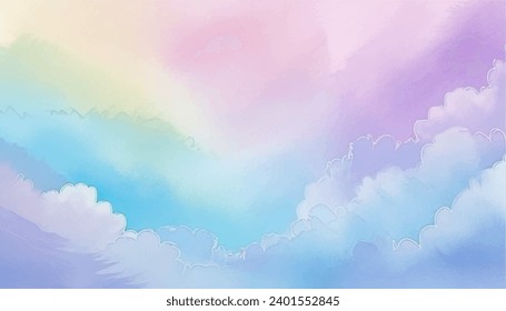 Dreaming Pastel Gradient Background with Cloud Pattern