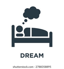 Dreaming person sleeping in bed icon with sleeping illustration pictogram