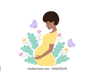 Dreaming pregnant woman thinking about baby. Healthcare concept.