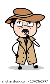 Dreaming - Retro Cartoon Police Agent Detective Vector Illustration