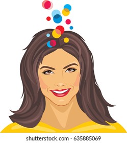 Dreaming smiling woman. Vector