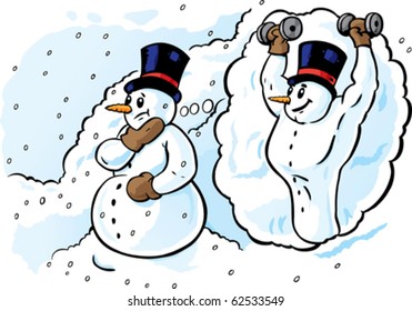 Dreaming Snowman, thinking of getting in shape