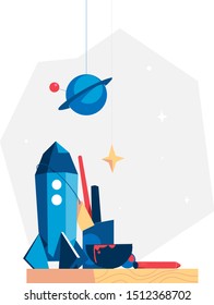 Dreaming of space. Vector illustration