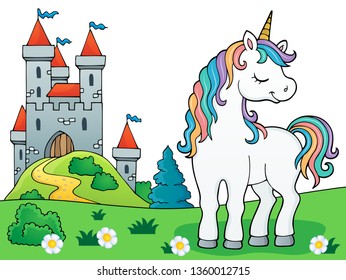 Dreaming unicorn theme image 1 - eps10 vector illustration.