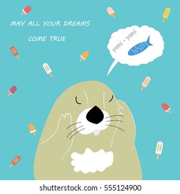 Dreaming vector cartoon  otter