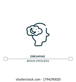 dreaming vector line icon. Simple element illustration. dreaming outline icon from brain process concept. Can be used for web and mobile
