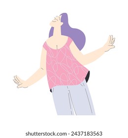 Dreaming Woman Character Having Fancy Imagination Vector Illustration