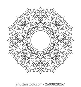 Dreamlike Circular Mandala Coloring Book Page