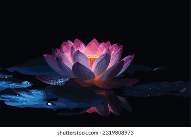 Dreamlike image of light glowing lotus flower or watercolor vector art Generative Ai