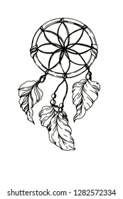 dreams catcher vector element.Decorative elhnic element/ Vector feather