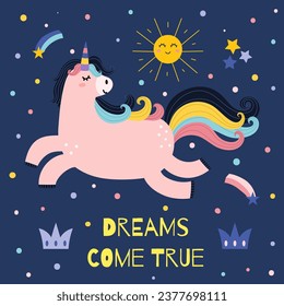 Photo & Art Print Cute magical unicorn is dreaming