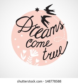 Dreams come true for two. Vector illustration