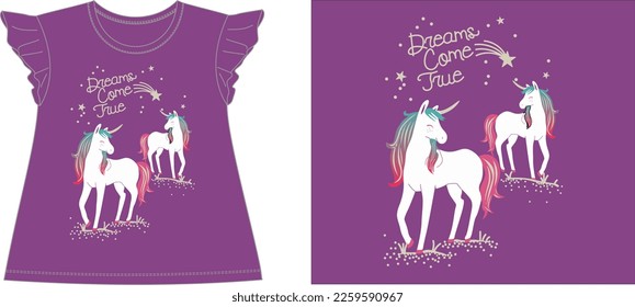  dreams come true unicorn Graphic design vector
