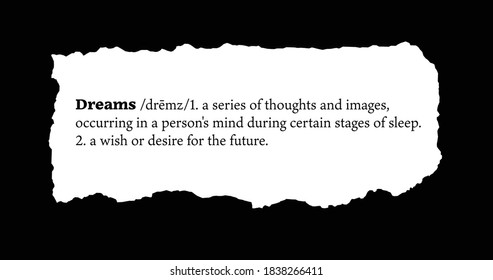 Dreams Definition on a Torn Piece of Paper