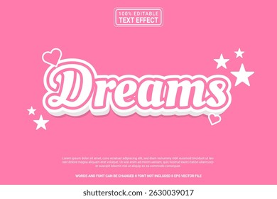 Dreams Editable Text Effect Vector Design – Playful and Modern Typography Cartoon Style for Poster, Branding, Social Media