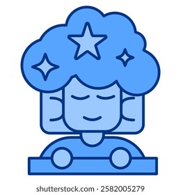 Dreams Icon - Lineal Blue Style - Brain Theme