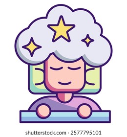 Dreams Icon - Lineal Color Style - Brain Theme