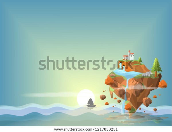 Dreams Island Low Poly Modellingthe Island Stock Vector Royalty Free 1217833231