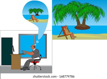 Dreams of office man concept