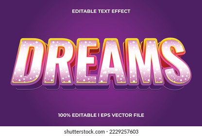 dreams text effect editable modern lettering typography font style, trendy 3d text for tittle and sticker