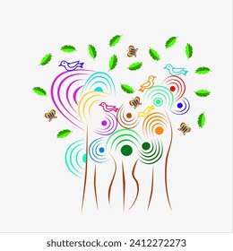 Dreams tree abstract design for fabric and printing