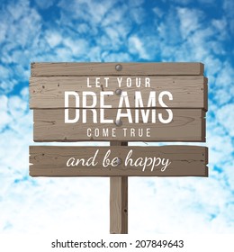 Signo de tipo Dreams sobre cielo azul