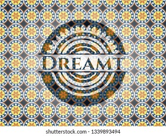 Dreamt arabic badge. Arabesque decoration.