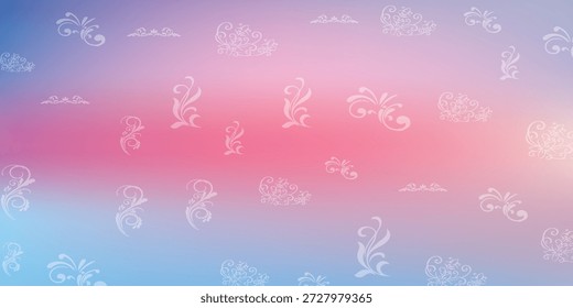 A dreamy, abstract background featuring a smooth gradient transitioning from soft blue to vibrant pink, with faint, ethereal bubbles scattered across the surface.