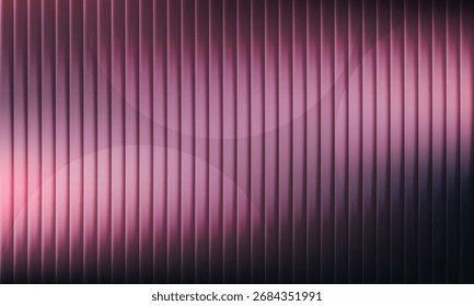Fondo abstracto de ensueño con líneas de Vertical que se superponen a patrones de luz circulares suaves. Fractal de vidrio de color púrpura oscuro a fondo de gradiente rosa. Ideal para digital, tecnología, Web, diseño de presentaciones