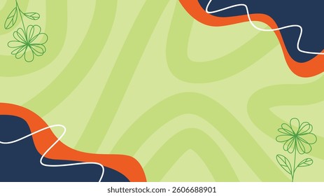 A Dreamy Abstract Floral Composition with Flowing Lines and Soft Pastel Hues of blue and green. floral and flowing lines banner template