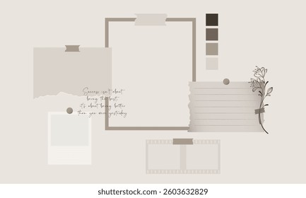 Dreamy Aesthetic Mood Board – Boho Minimalist Scrapbook Design