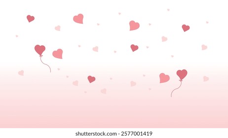 A dreamy background filled with floating hearts of various sizes. Perfect for Valentine's Day cards, wedding invitations, and other romantic designs.